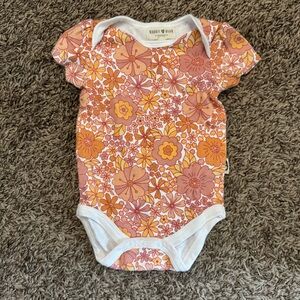Rabbit + Bear 0-3 Month Baby Girl Onesie - Floral Print
